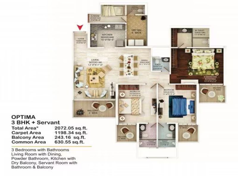 Beverly Golf Avenue — 3 BHK Floor Plan thumbnail