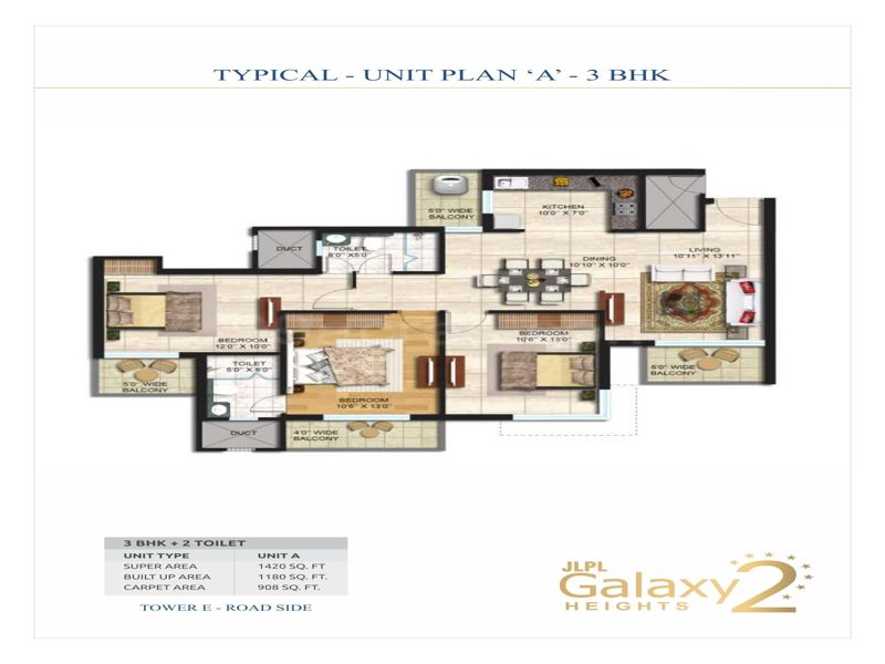 JLPL Galaxy Heights 2 — 3 BHK Floor Plan thumbnail