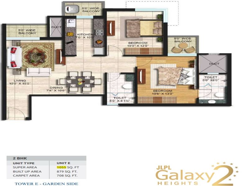 JLPL Galaxy Heights 2 — 2 BHK Floor Plan thumbnail
