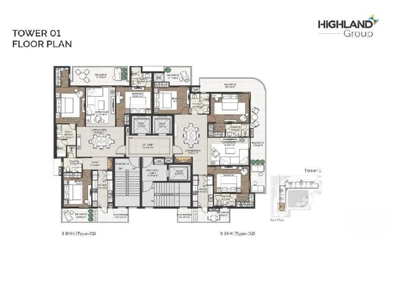 Highland Mayfield — 3 BHK Floor Plan thumbnail